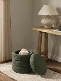 Bouclé-Hocker Alto mit Stauraum