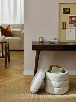 Bouclé-Hocker Alto mit Stauraum