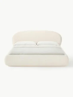 Bouclé-Polsterbett Alba mit abgerundeten Ecken