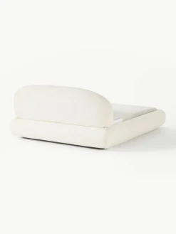 Bouclé-Polsterbett Alba mit abgerundeten Ecken