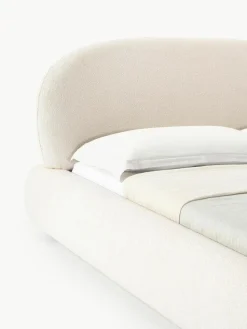 Bouclé-Polsterbett Alba mit abgerundeten Ecken