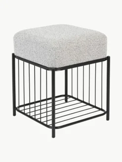 Bouclé-Polsterhocker Milou mit Ablagefläche