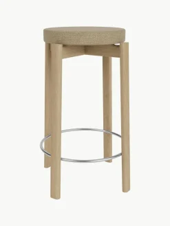 Bouclé-Sitzhocker Passage aus Eichenholz