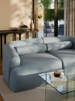 Bouclé-Sofa-Nackenrolle Sofia