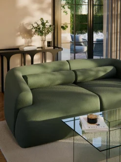 Bouclé-Sofa-Nackenrolle Sofia