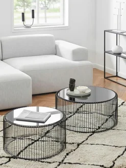 Couchtische Wire mit Glasplatte, 2er-Set