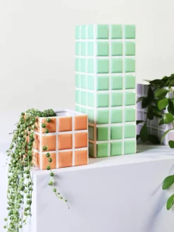 Design-Vase Tile mit Fliesenoptik, H 28 cm