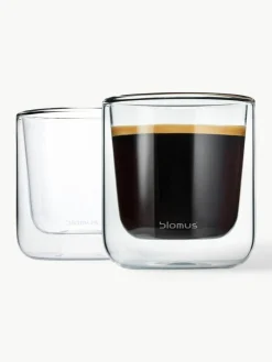 Doppelwandige Glas-Becher Nero, 2 Stück