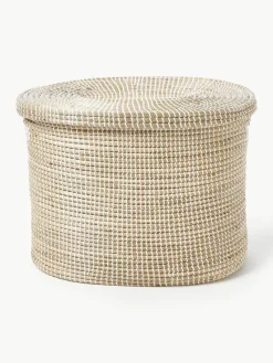 Doppel-Wäschekorb Aleya aus Seegras mit Deckel