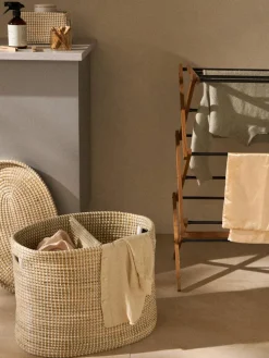 Doppel-Wäschekorb Aleya aus Seegras mit Deckel