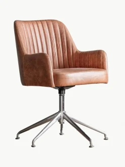 Drehbarer Leder-Armlehnstuhl Curie