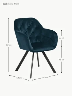 Drehbarer Samt-Armlehnstuhl Lucie