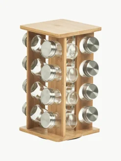 Drehbares Bambus-Gewürzregal Dahle mit Aufbewahrungsdosen, 17er-Set