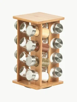 Drehbares Bambus-Gewürzregal Dahle mit Aufbewahrungsdosen, 17er-Set