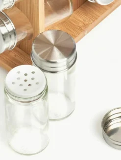 Drehbares Bambus-Gewürzregal Dahle mit Aufbewahrungsdosen, 17er-Set