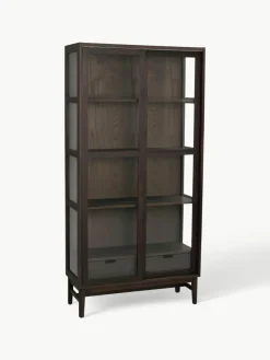 Eichenholz-Vitrine Hazelton mit Schiebetüren