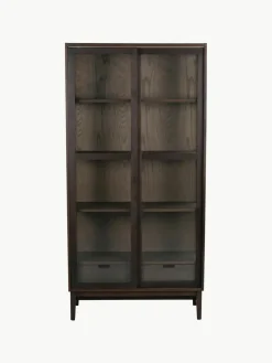 Eichenholz-Vitrine Hazelton mit Schiebetüren