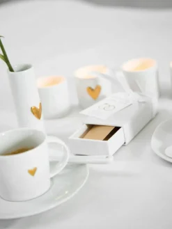 Espressotasse Heart mit Untertasse aus Porzellan
