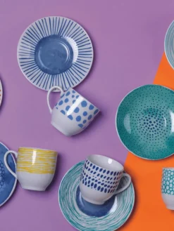 Espressotassen Marea mit Untertassen, 6er-Set