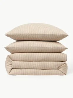 Flanell-Bettdeckenbezug Javon mit feinen Streifen