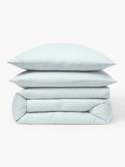 Flanell-Bettdeckenbezug Javon mit feinen Streifen