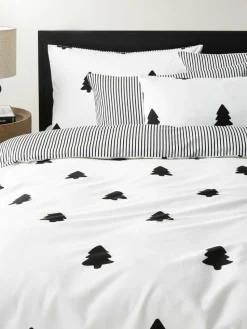 Flanell-Wendekopfkissenbezug Noan mit Weihnachtsbaummotiv