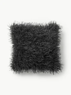 Flauschige Kunstfell-Kissenhülle Morten, gelockt