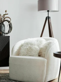 Flauschige Kunstfell-Kissenhülle Morten, gelockt