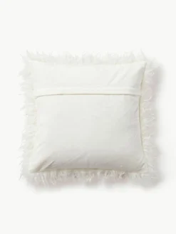 Flauschige Kunstfell-Kissenhülle Morten, gelockt