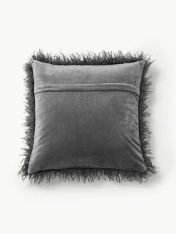 Flauschige Kunstfell-Kissenhülle Morten, gelockt