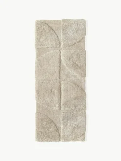 Flauschiger Hochflor-Läufer Jade mit erhabener Hoch-Tief-Struktur