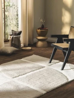 Flauschiger Hochflor-Teppich Jade mit erhabener Hoch-Tief-Struktur