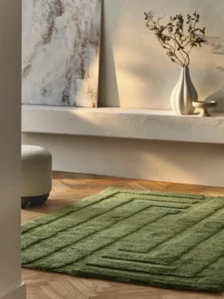 Flauschiger Hochflor-Teppich Genève mit erhabener Hoch-Tief-Struktur