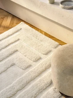 Flauschiger Hochflor-Teppich Genève mit erhabener Hoch-Tief-Struktur