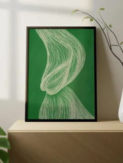 Gerahmter Digitaldruck Green Formation, handgefertigt