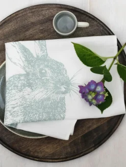 Geschirrtuch Wildkaninchen, handbedruckt