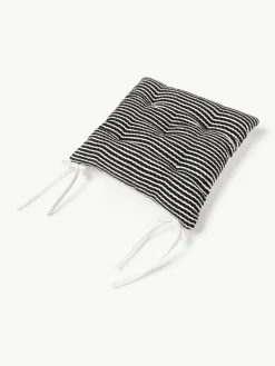 Gestreifte Baumwoll-Sitzkissen Silia, 2 Stück