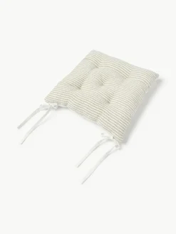 Gestreifte Baumwoll-Sitzkissen Silia, 2 Stück