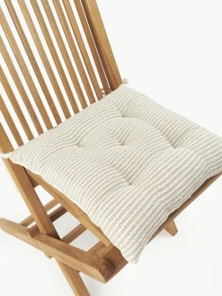 Gestreifte Baumwoll-Sitzkissen Silia, 2 Stück