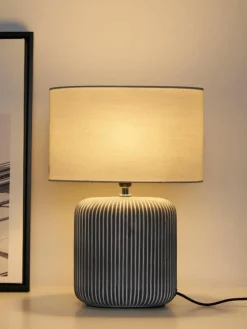 Gestreifte Ovale Keramik-Tischlampe Pure Shine