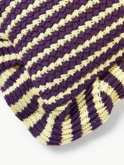 Gestreifte Strick-Kissenhülle Blaise mit Rüschen