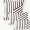 Gestreifter Baumwollsatin-Kopfkissenbezug Brendan mit Stehsaum