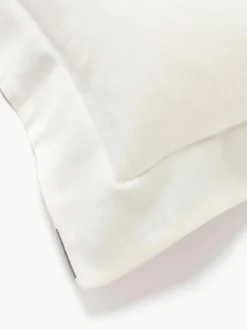 Gestreifter Baumwollsatin-Kopfkissenbezug Brendan mit Stehsaum