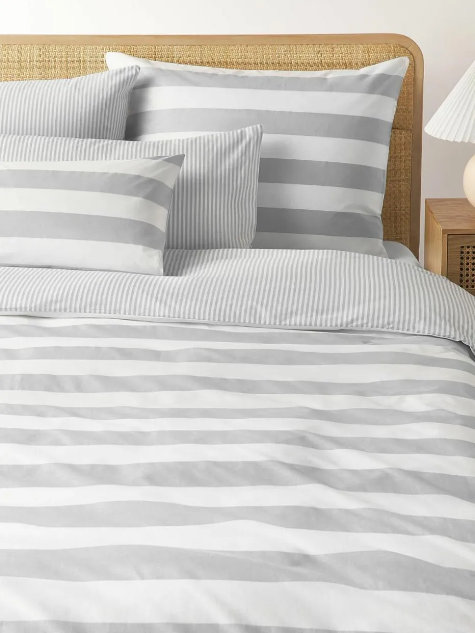 Gestreifter Baumwoll-Wendebettdeckenbezug Lorena