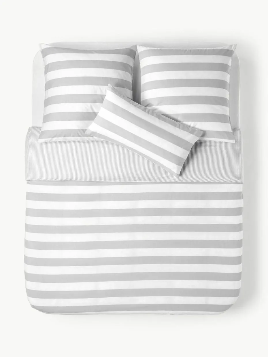 Gestreifter Baumwoll-Wendebettdeckenbezug Lorena