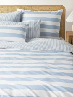 Gestreifter Baumwoll-Wendekopfkissenbezug Lorena