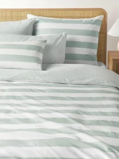 Gestreifter Baumwoll-Wendekopfkissenbezug Lorena