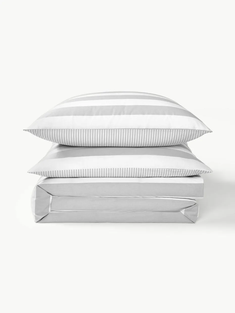 Gestreifter Baumwoll-Wendebettdeckenbezug Lorena