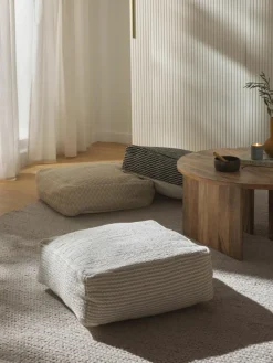 Gestreiftes Baumwoll-Bodenkissen Carmelo