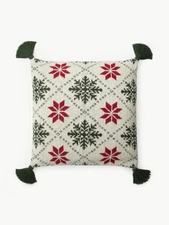 Gestrickte Kissenhülle Starry mit Weihnachtsmotiv